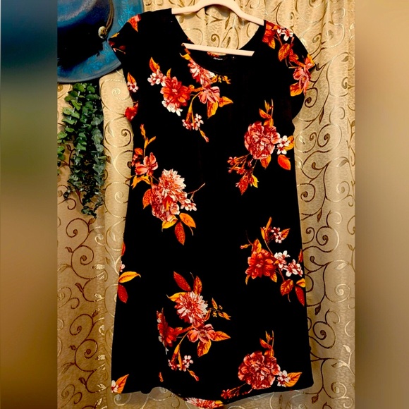 Reitmans 2X Fall Floral Mini Dress Lined Cap Sleeve - Picture 8 of 10